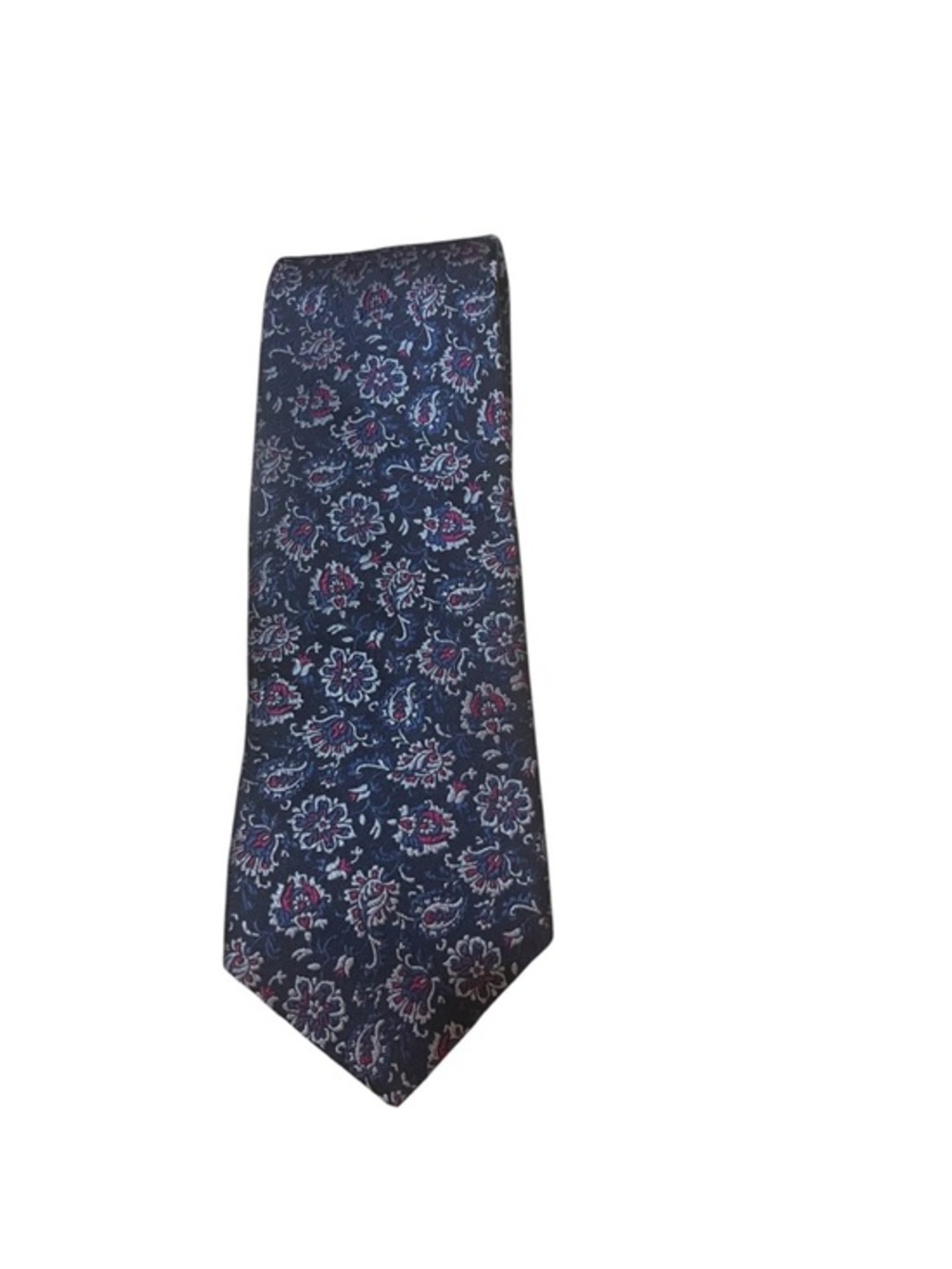 Nicole Miller Blue & Magenta Small Floral Print Textured Silk Tie